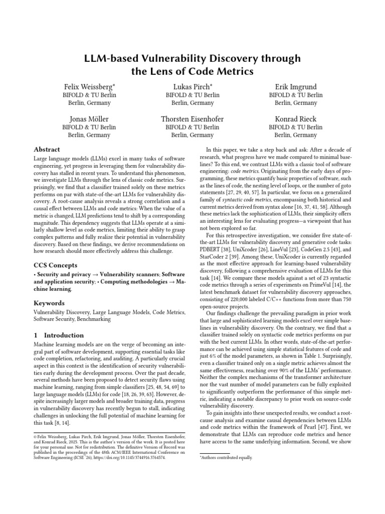 LLMs vs Code Metrics in Vulnerability Discovery | PDF | Information ...
