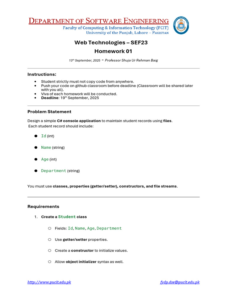 C# Student Records Console App Guide | PDF
