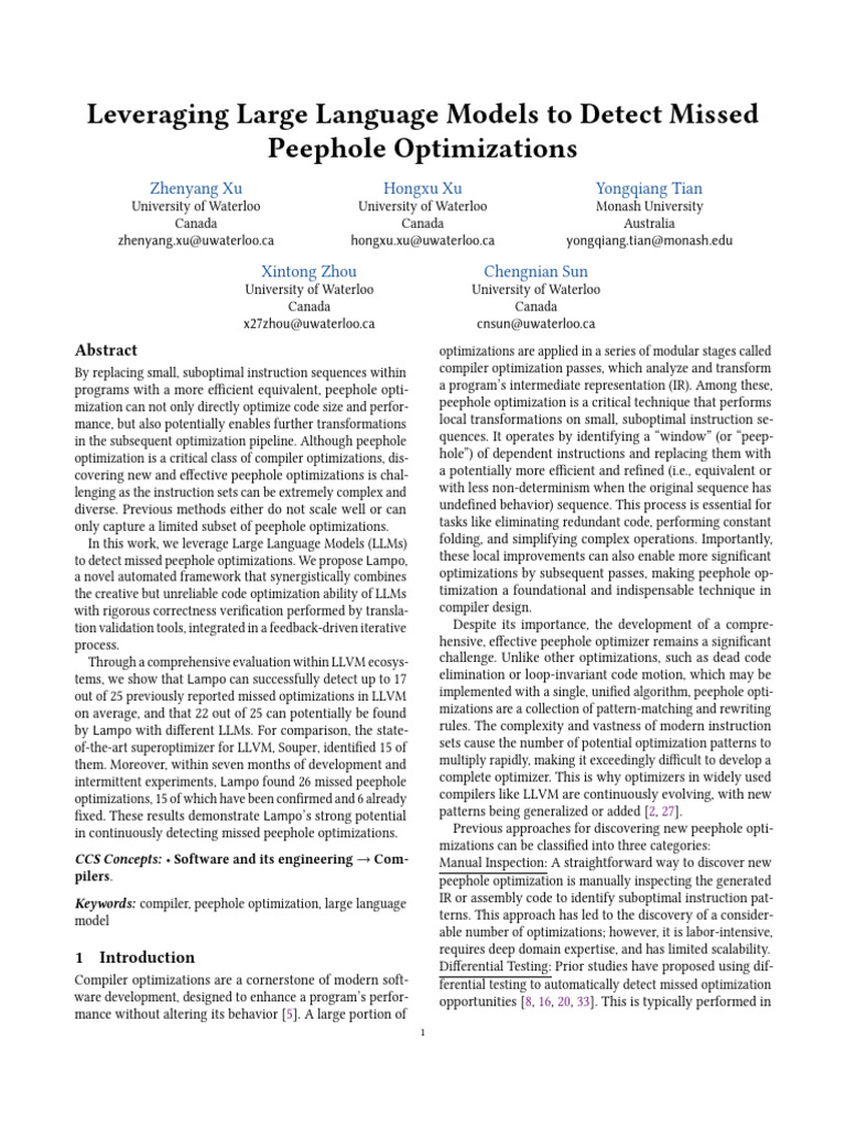 Detecting Missed Peephole Optimizations | PDF | Program Optimization ...