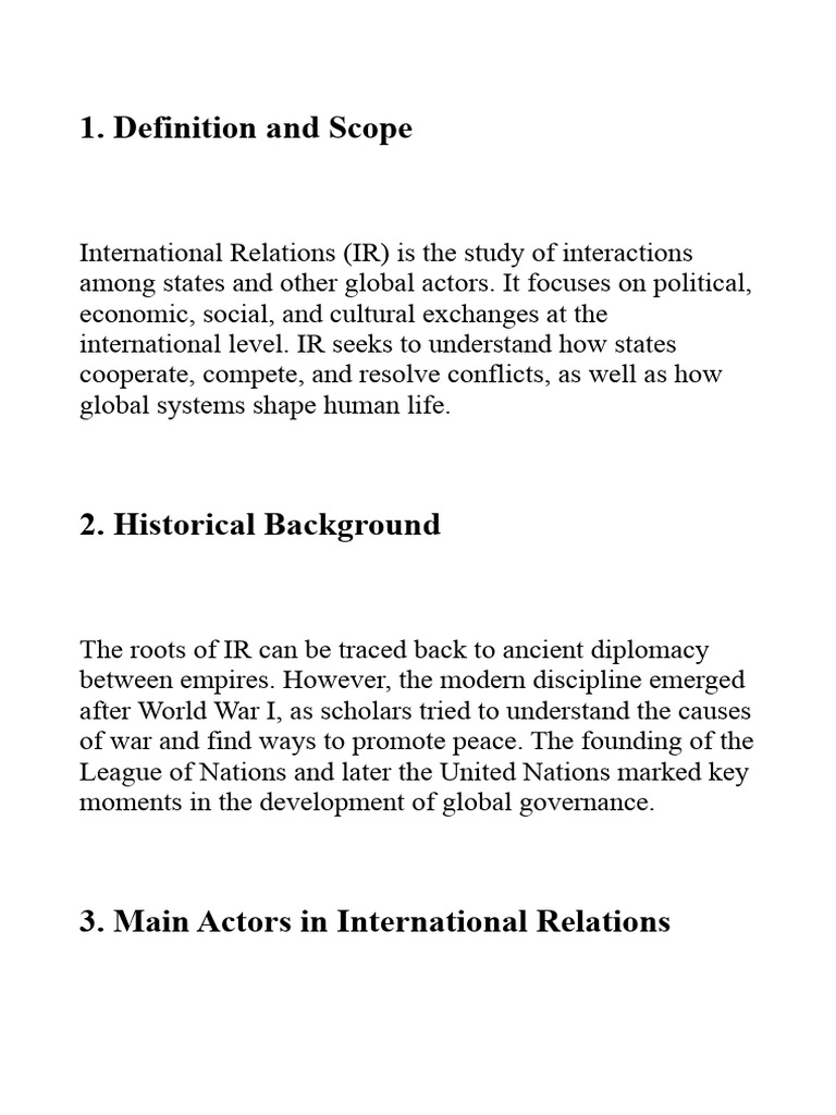 Understanding International Relations Basics | PDF