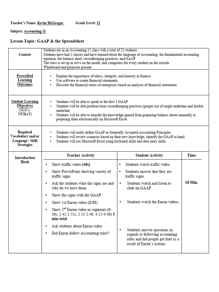GAAP and Spreadsheet Basics for Students | PDF | Accounting | Microsoft ...