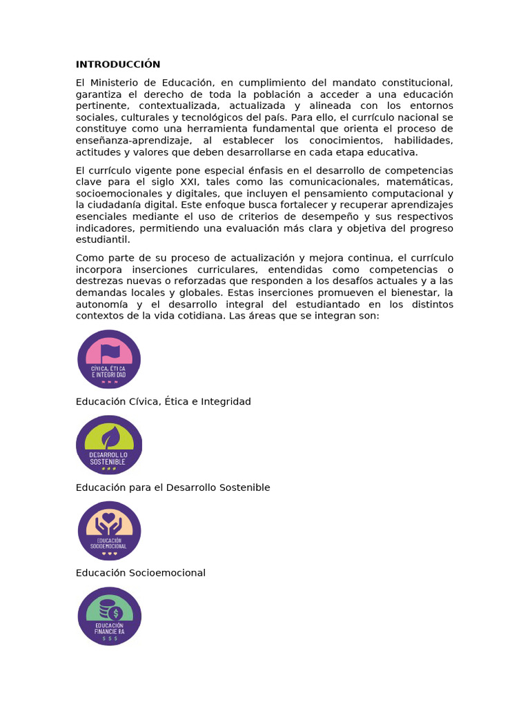 Currículo Priorizado en Educación Inicial | PDF | Plan de estudios ...