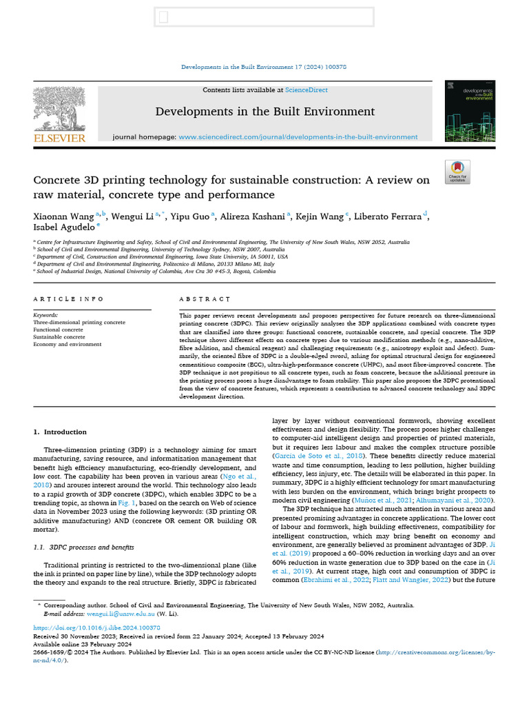 3D Concrete Printing: Sustainable Innovations | PDF | 3 D Printing ...