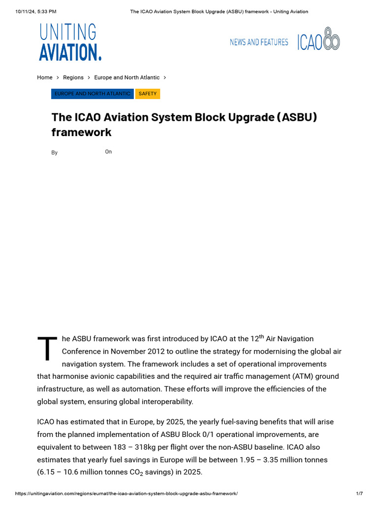 ICAO ASBU Framework for Aviation Efficiency | PDF | Aviation | Air ...