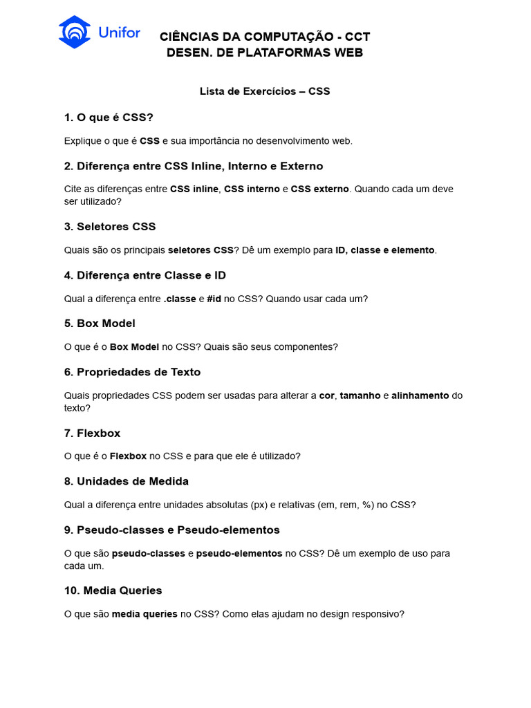 Exercícios Práticos de CSS para Web Design | PDF | Informática