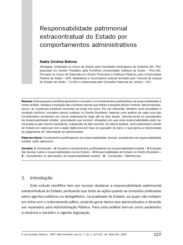 Responsabilidade Extracontratual do Estado | PDF | Estado | Relação de ...