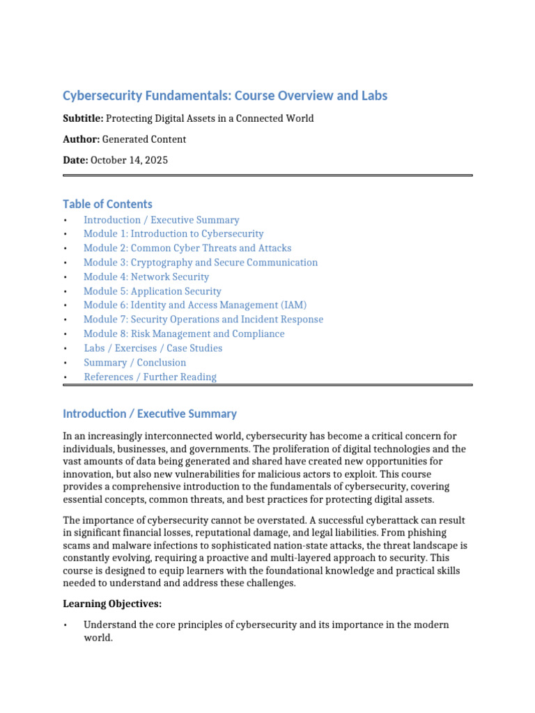 Cybersecurity Fundamentals Course | PDF | Security | Computer Security