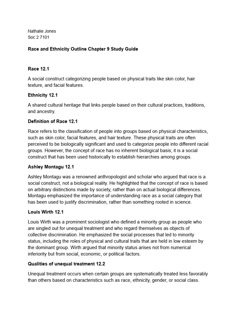 Outline For Race and Ethnicity | PDF | Prejudices | Discrimination