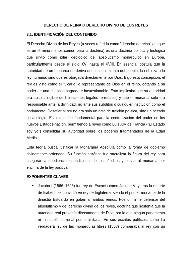 Derecho de Reina o Derecho Divino de Los Reyes | PDF | Constitución ...