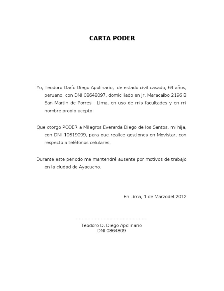 Carta Poder De Lolo Movistar