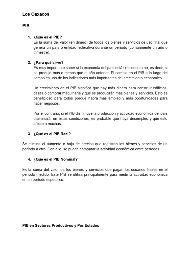 PIB: Conceptos y Su Importancia Económica | PDF