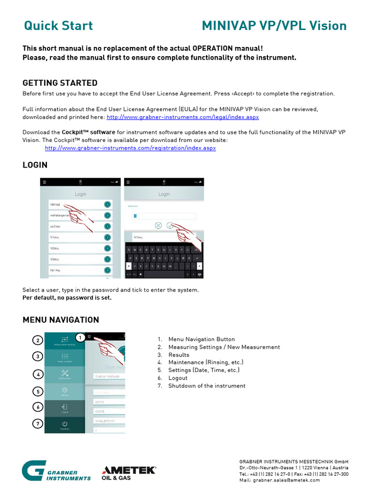MINIVAP VP/VPL Vision Quick Start Guide | PDF