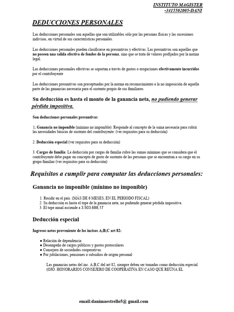 Deducciones Personales Ok | PDF | Economias