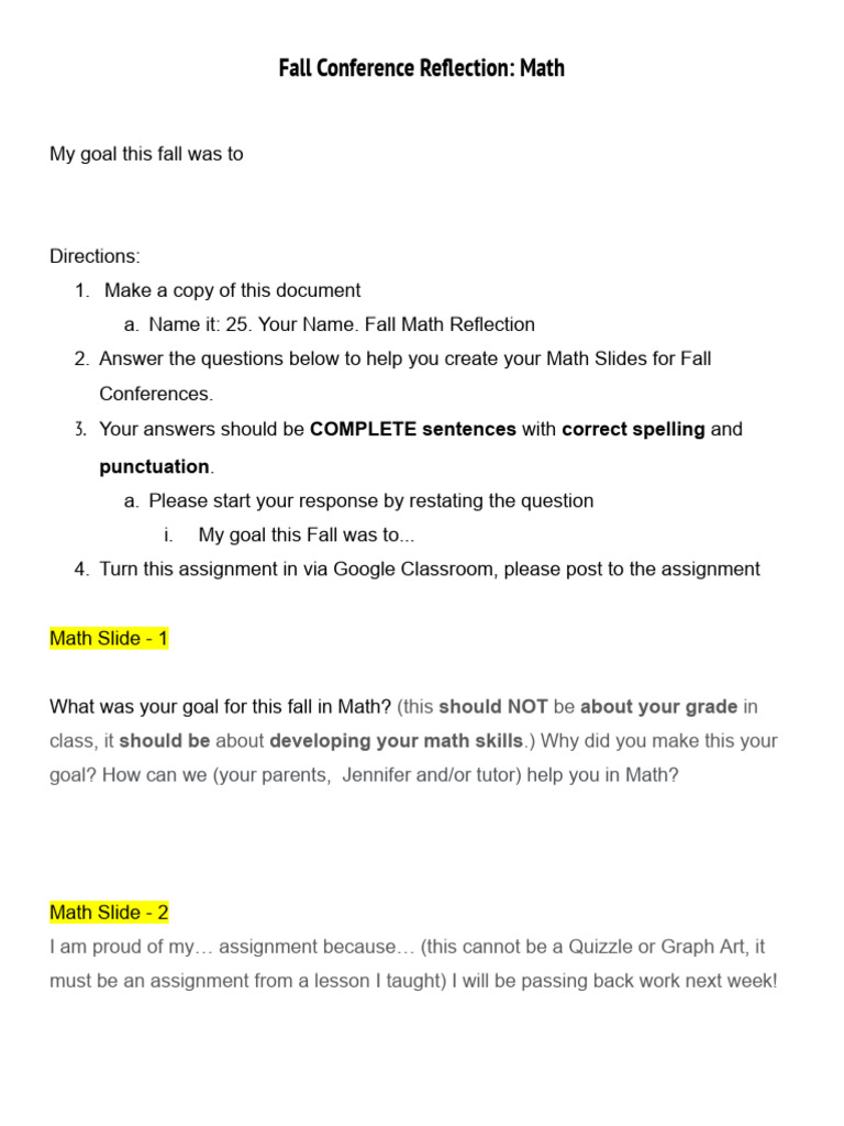 2025 Beckett Fall Math Reflection | PDF