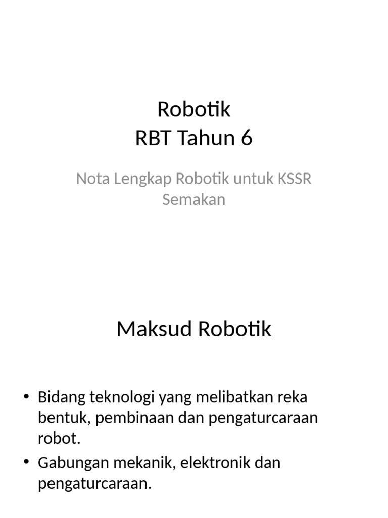 Nota Robotik RBT Tahun 6 | PDF