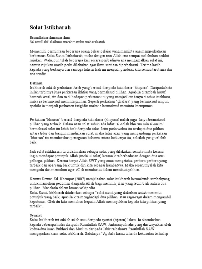 Solat Istikhoroh Pdf
