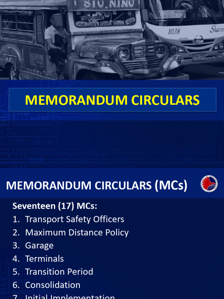 Overview of Transport Memorandum Circulars | PDF | Transport | Government