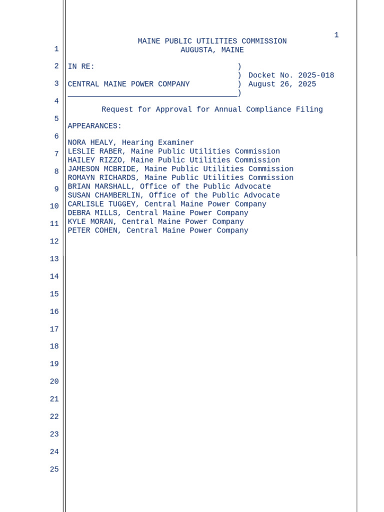 CMP Annual Compliance Filing Review | PDF