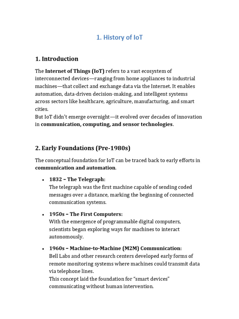 History of IoT Evolution and Impact | PDF | Internet Of Things ...