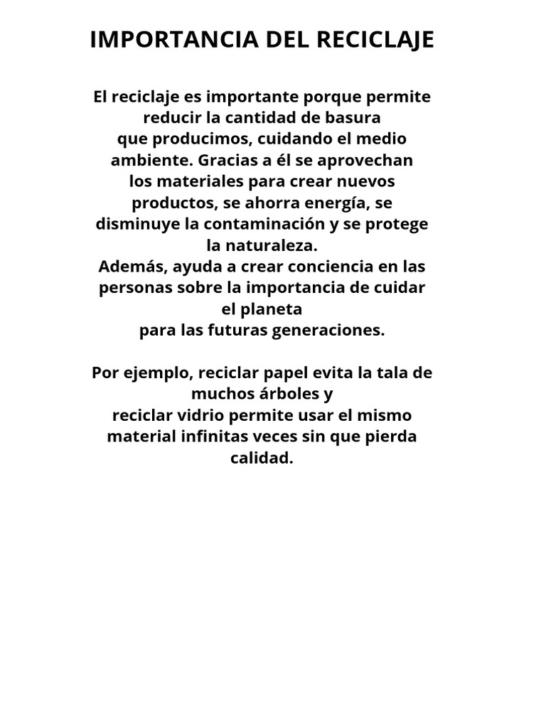 Beneficios del Reciclaje para el Planeta | PDF