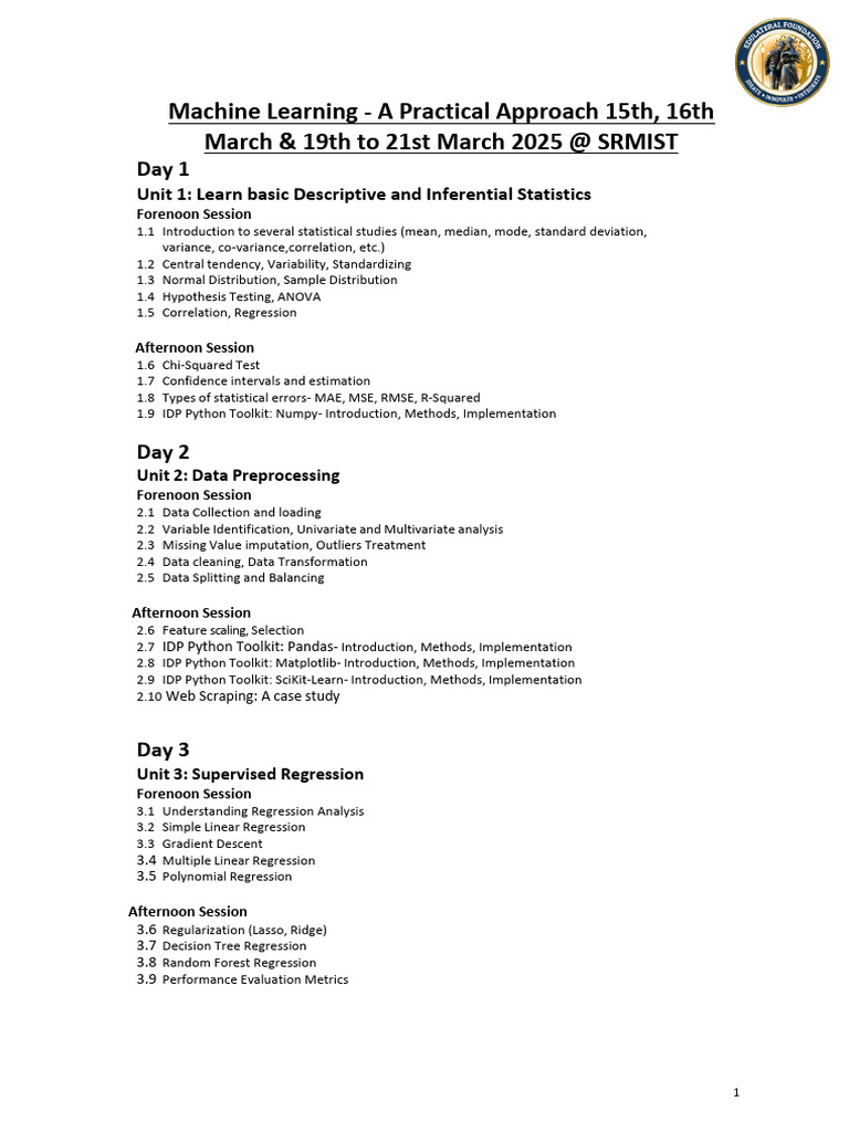 Practical Machine Learning Workshop | PDF | Statistics | Regression ...