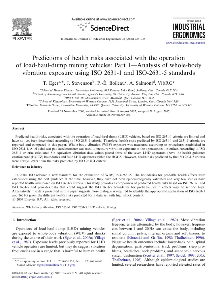 PRediction of Health Risks in Dump Mining Vehicles | PDF | Risk ...