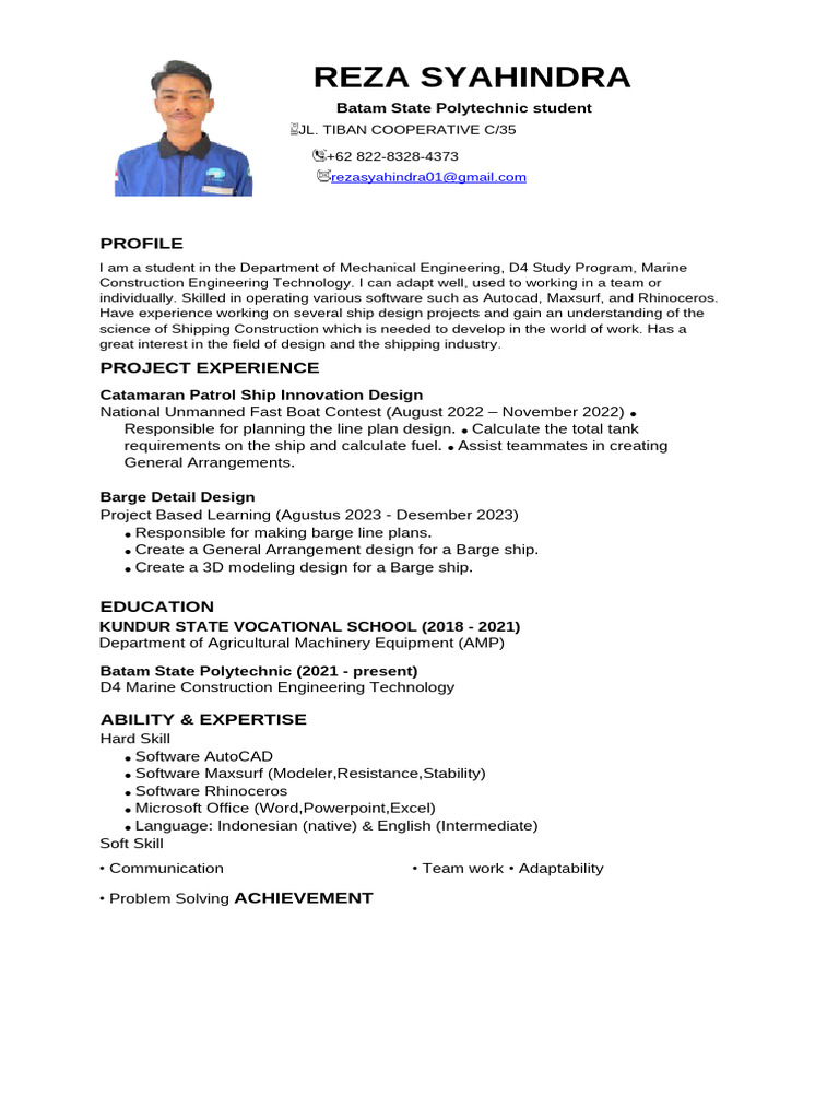 Mechanical Engineering Student Profile | PDF