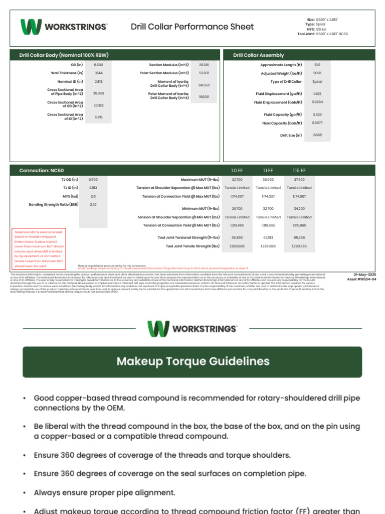 6 1/2" Drill Collar Specifications | PDF | Stress (Mechanics) | Pipe ...