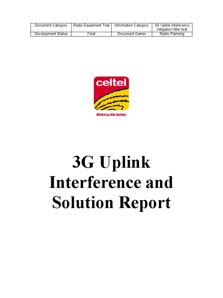 3G Uplink Interference Mitigation Report | PDF | Electromagnetic ...
