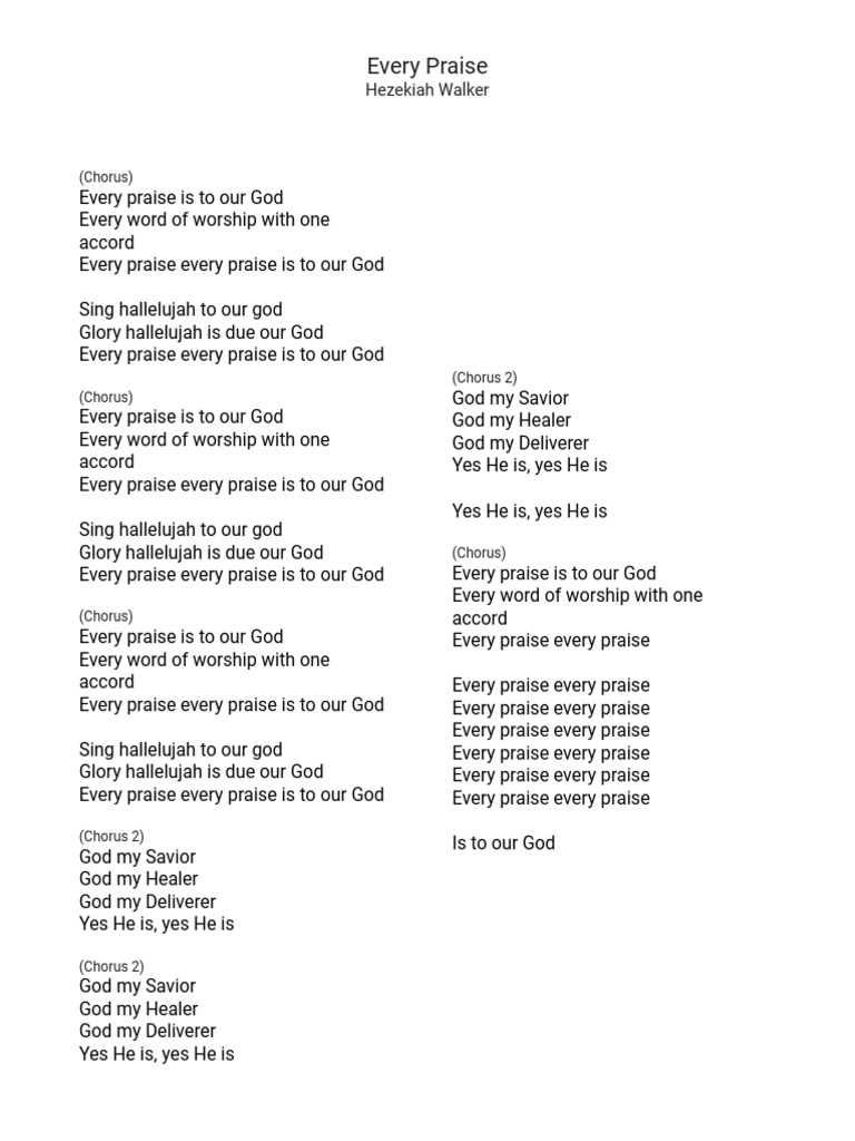 Every Praise Lyrics by Hezekiah Walker | PDF