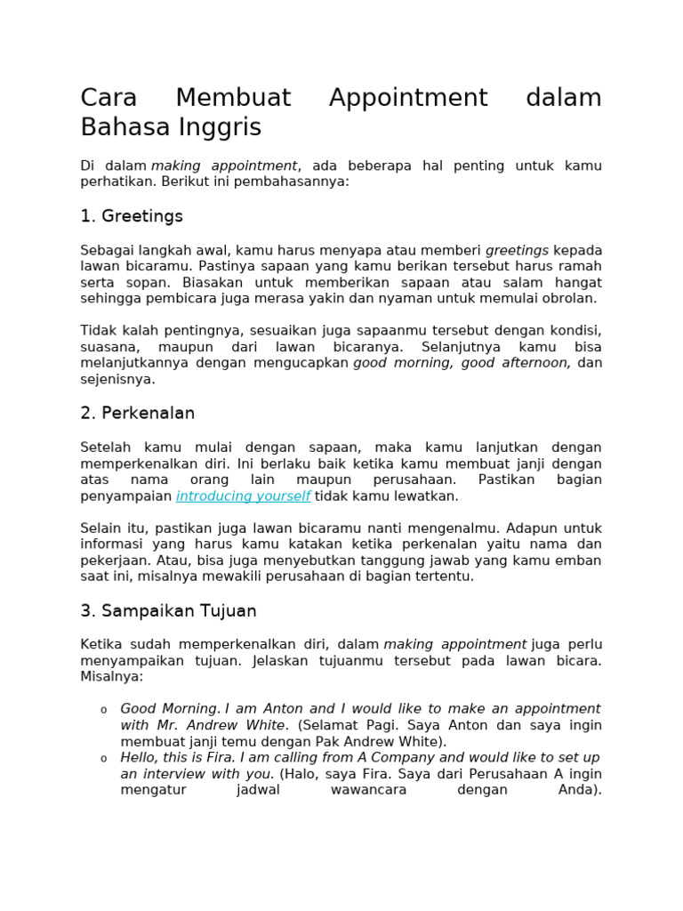 Cara Membuat Appointment | PDF