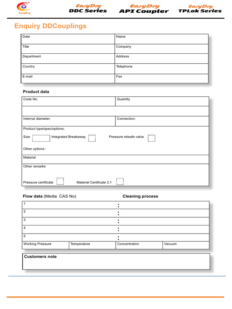 c2c Easydry Enquiry Form | PDF