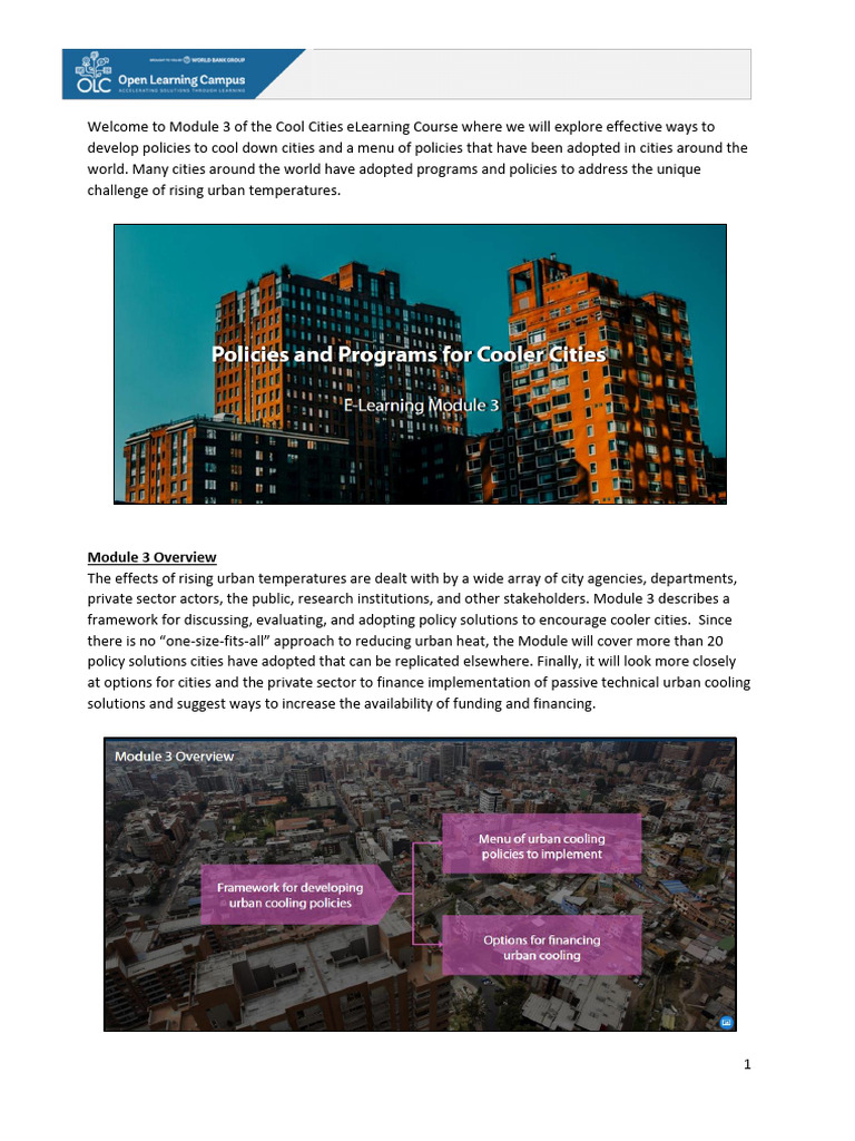 Urban Cooling Policies for Cities | PDF | Policy | City