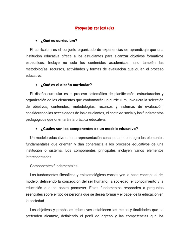 Diseño y componentes del currículum educativo | PDF | Plan de estudios ...