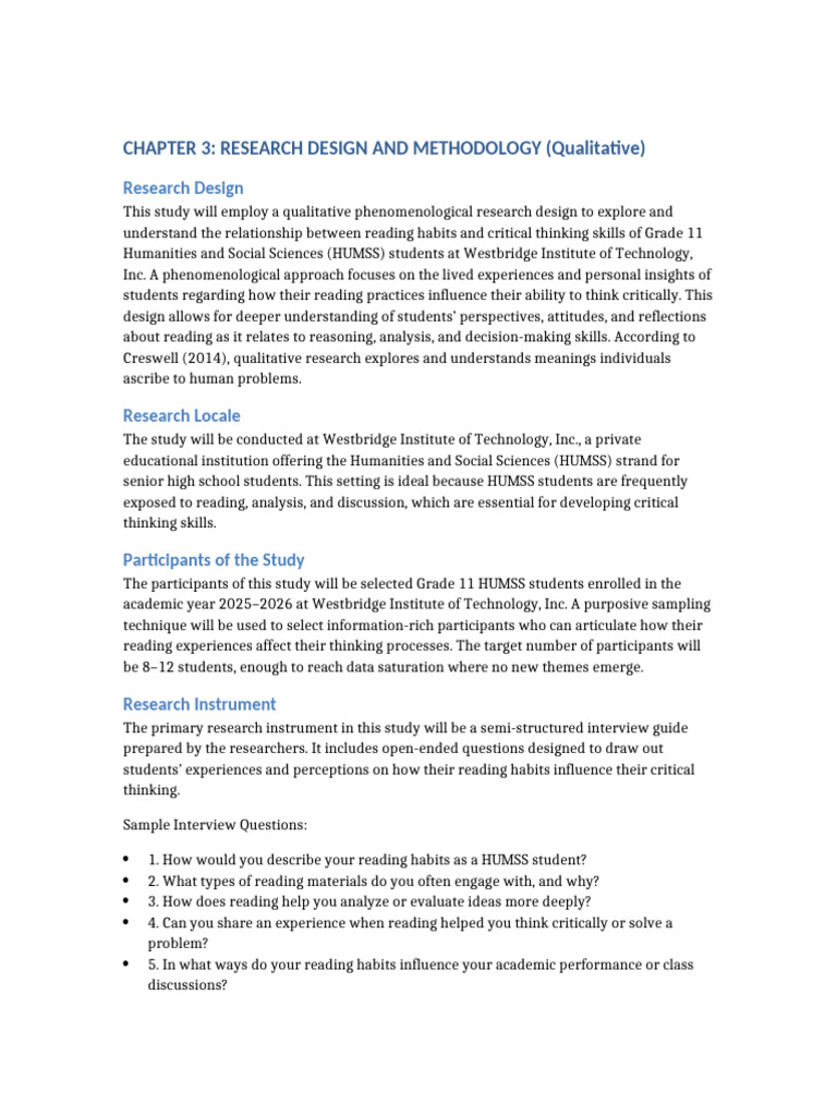 Reading Habits and Critical Thinking Skills | PDF | Qualitative ...