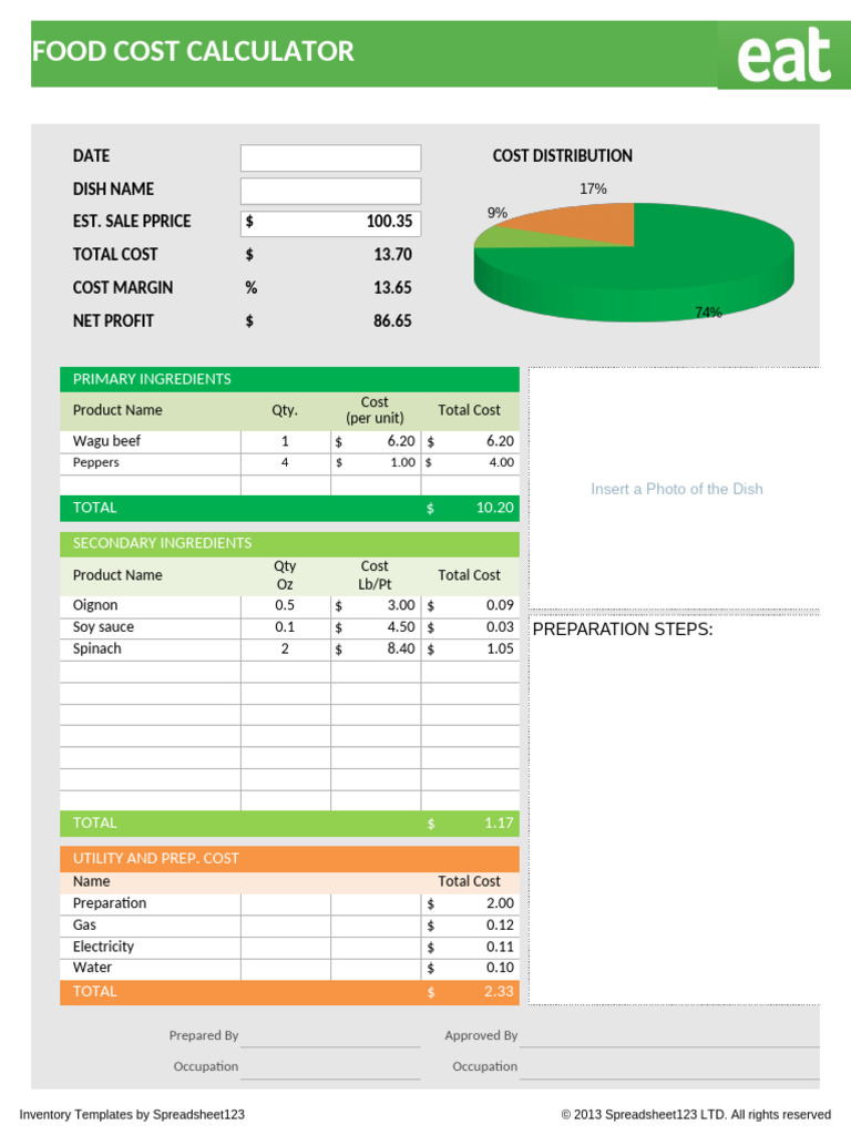 Food Cost Calculator Template | PDF | Foods | Cuisine
