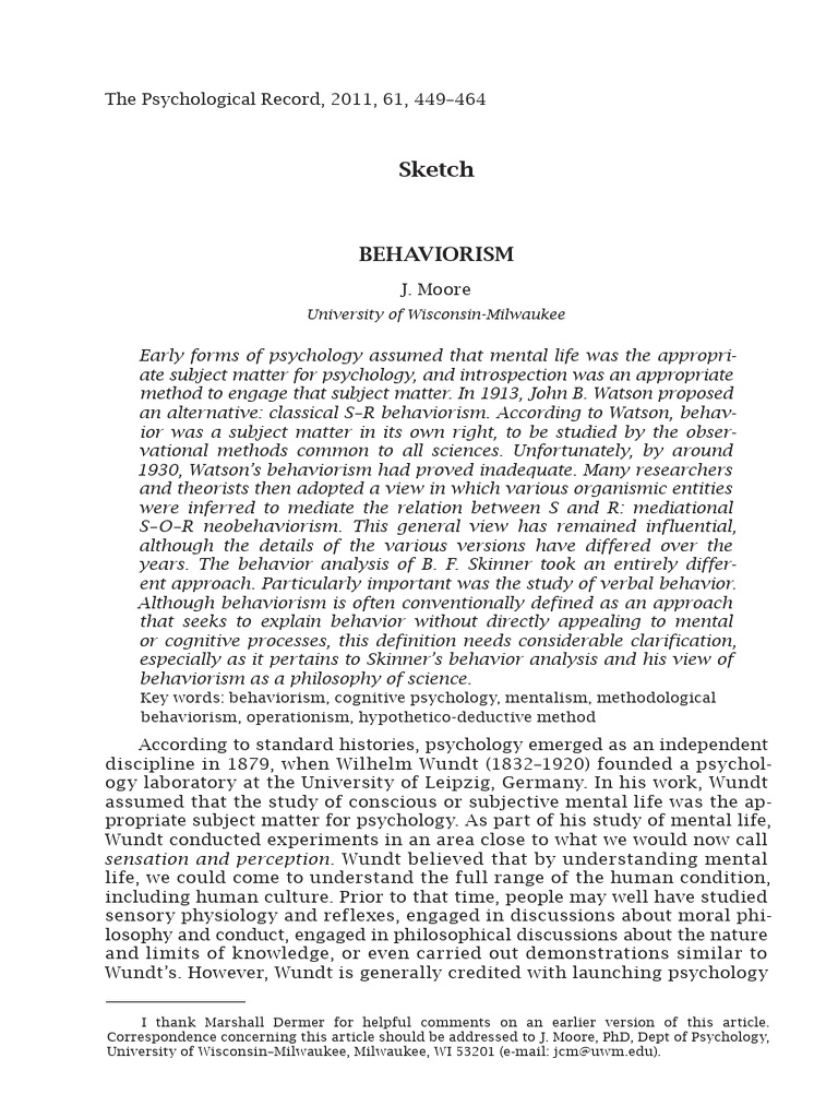 BEHAVIORISM | PDF | Ciencias del comportamiento | Ciencia cognitiva