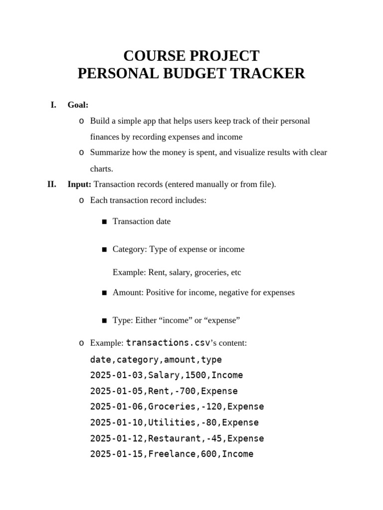 Personal Budget Tracker App Project | PDF | Expense | Income
