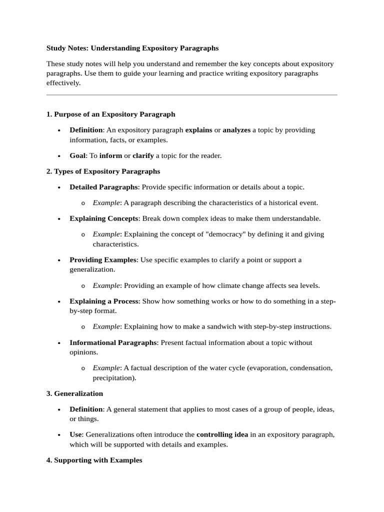 Study Notes Understanding Expository Paragraphs | PDF | Cognition ...