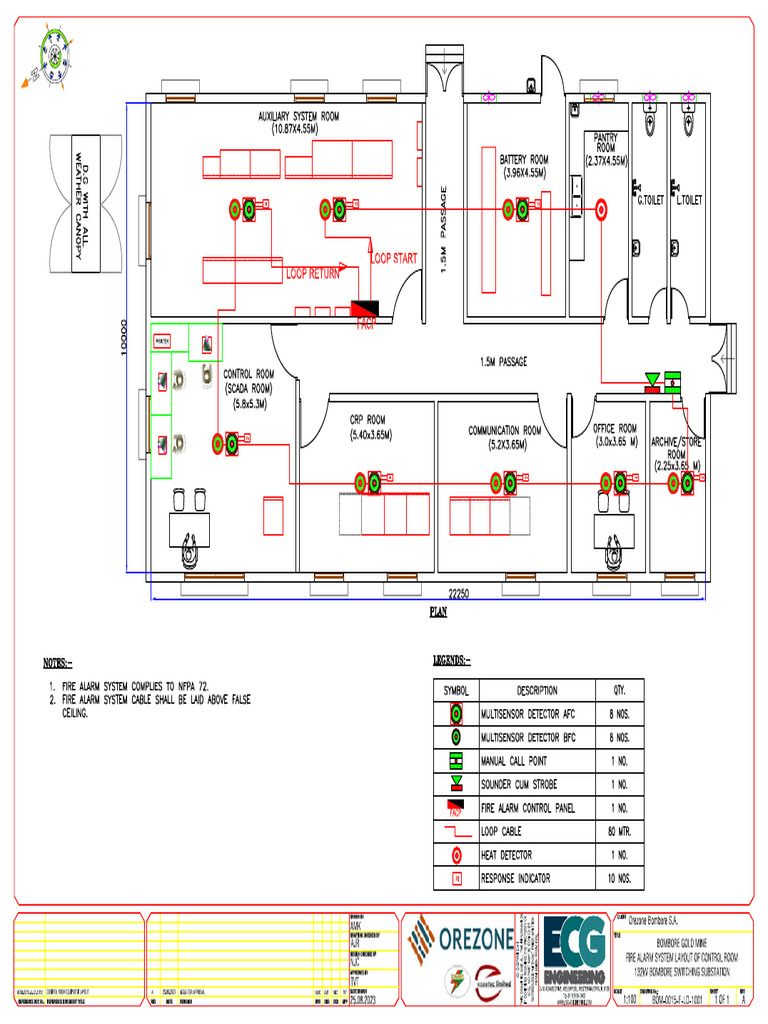 Bom-0015-F-ld-1001-A-fire Alarm System Layout of Control Room For ...