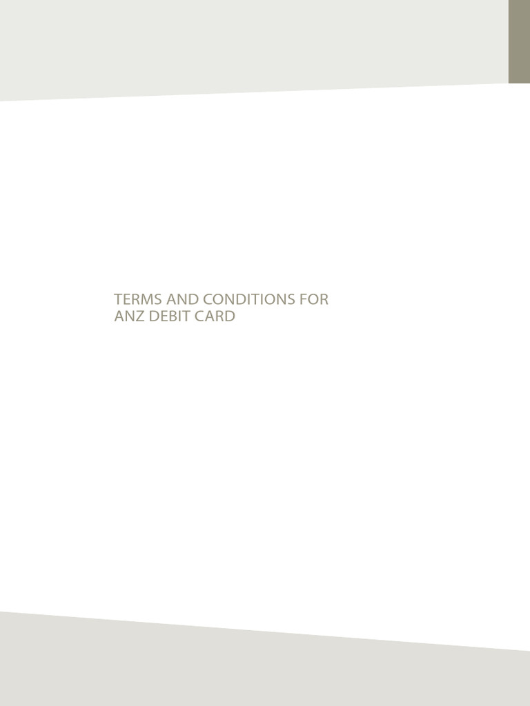 ANZ Debit Card Terms and Conditions | PDF | Credit Card | Debit Card