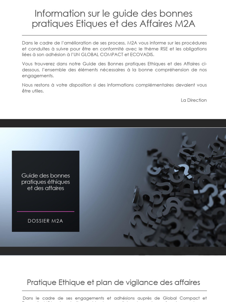 Guide des Bonnes Pratiques Éthiques M2A | PDF | Responsabilité ...