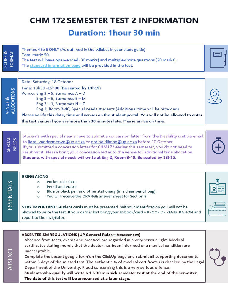 CHM 172 Test 2 Guidelines and Info | PDF