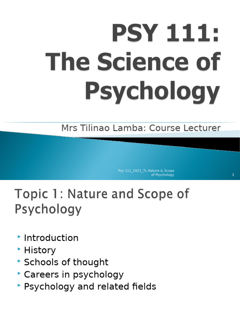 Psy 111 Topic 1 - Nature & Scope of Psychology | PDF | Psychology ...