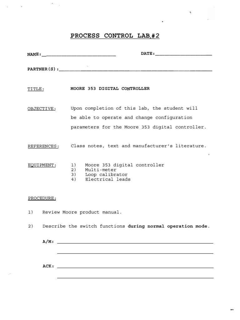 Moore 353 Digital Controller Lab | PDF
