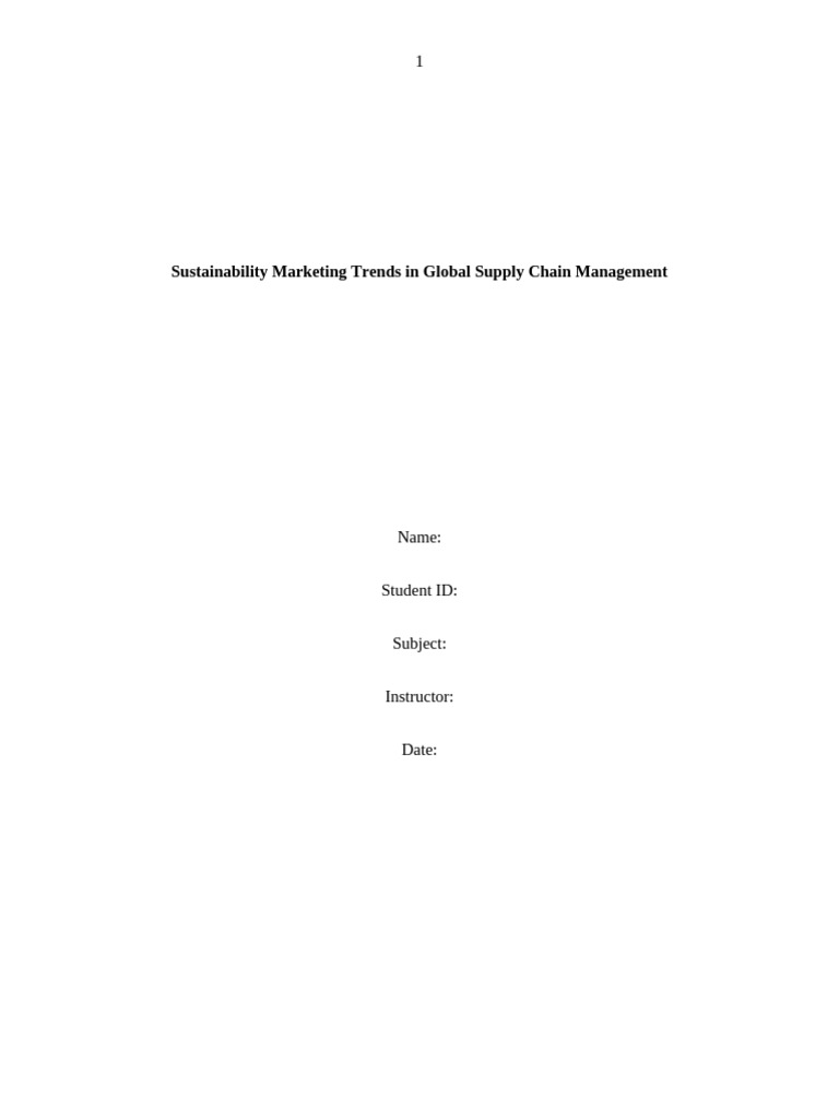 Sustainability Marketing Trends in Global Supply Chain Management | PDF ...