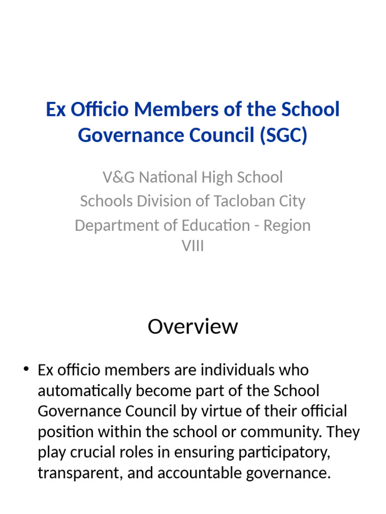 Ex Officio Members of School Governance | PDF
