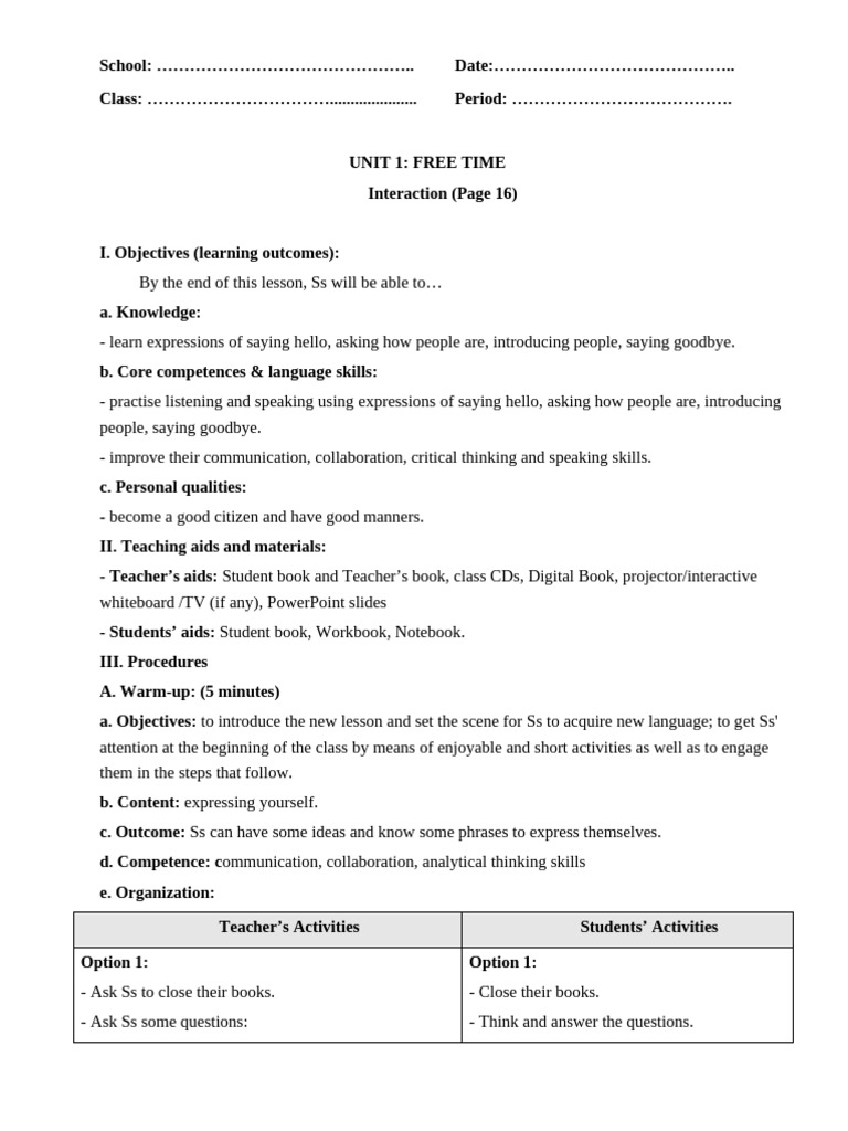Unit 1 - SB - Interaction - p.16 | PDF | Human Communication | Learning