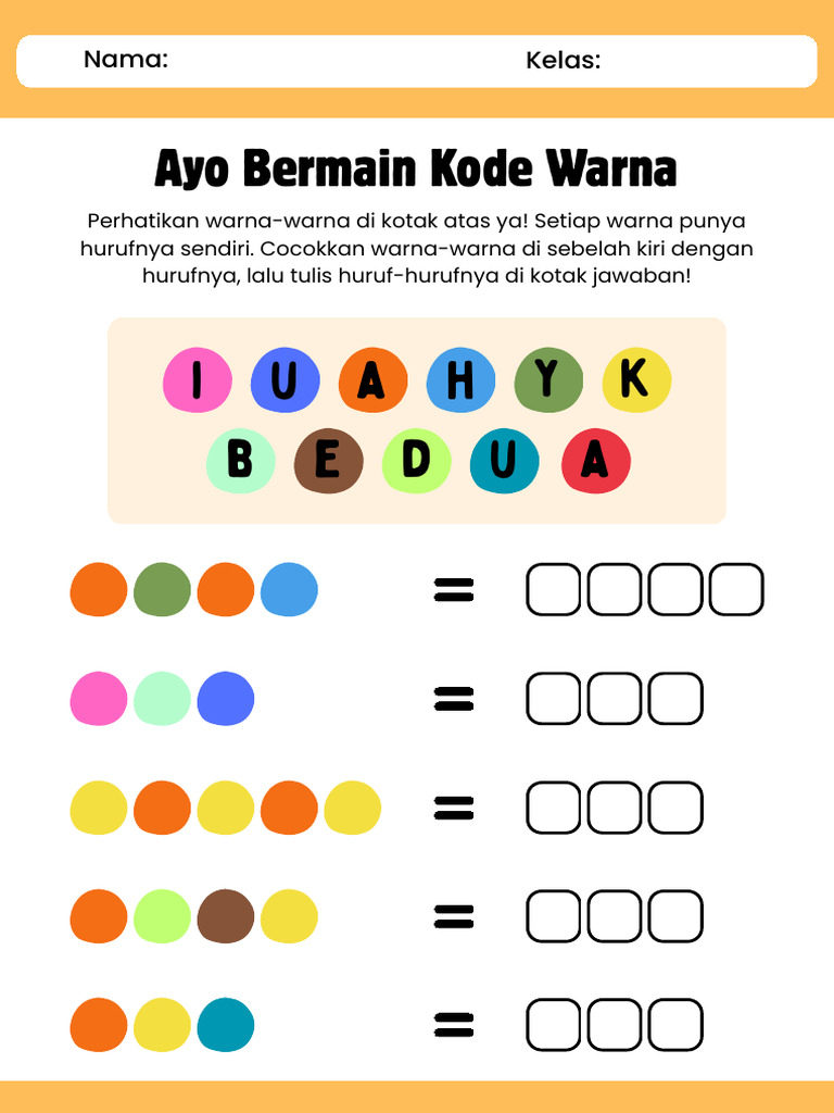 Kode Warna Lembar Kerja Ilustratif Warna Warni | PDF