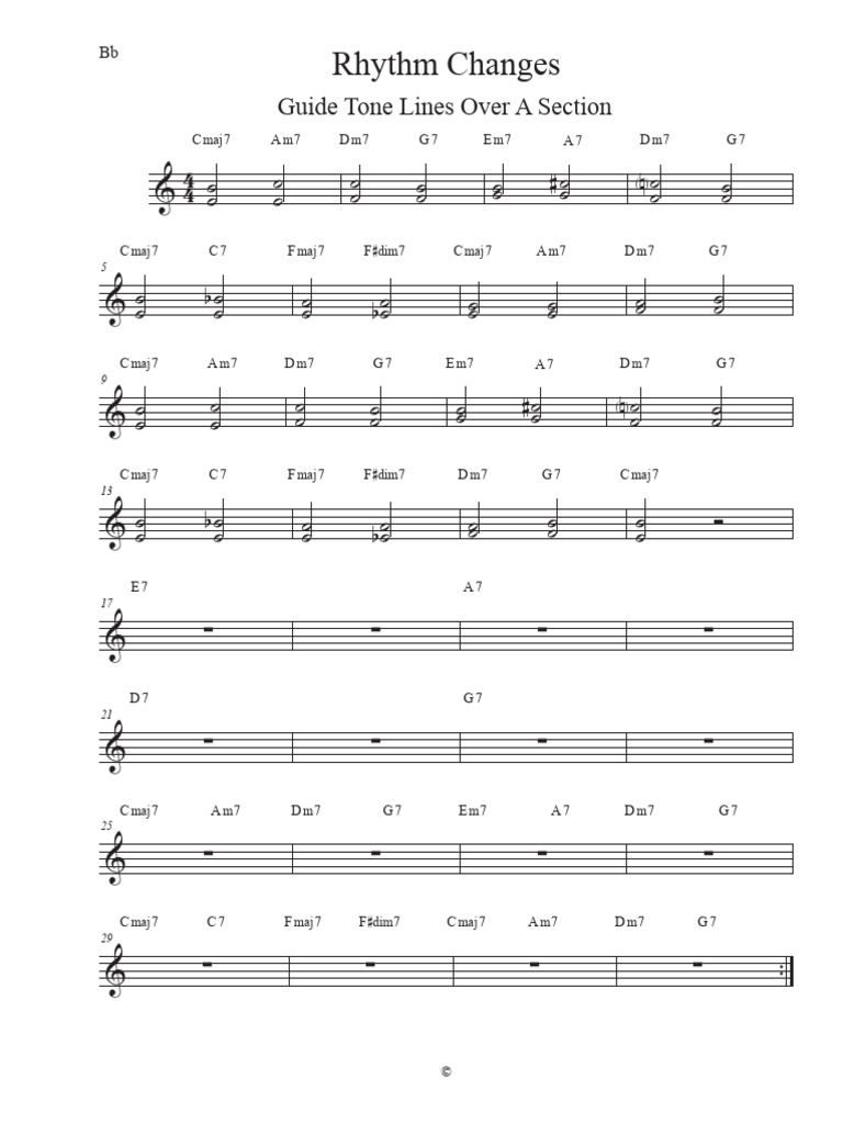 Rhythm Changes Guide Tones BB - Score | PDF